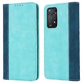 Til Xiaomi Redmi Note 11 Pro etui kalvetekstur 3 kortpladser farvesplejsning læder telefoncover (stil E)