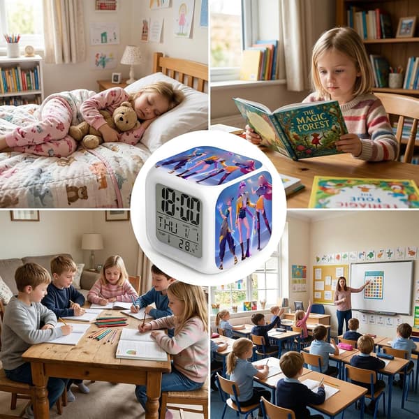 Söt K-Pop Demon Hunter Väckarklocka, Tyst Digital Klocka med Datum- och Temperaturvisning – Stil 5
