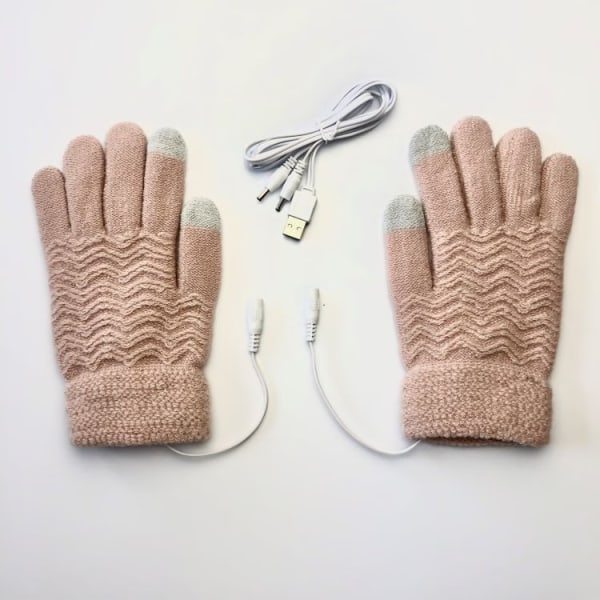 Lyse gule USB-oppvarmede hansker for menn og kvinner, vinteroppvarmede M