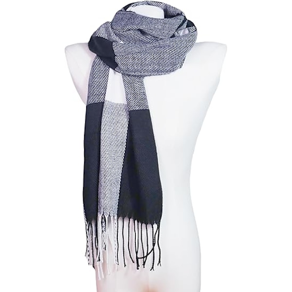 Dametøjsscarf Langt Sjal Vinter Tyk Varmt Strikket Stort Tartan Sjal