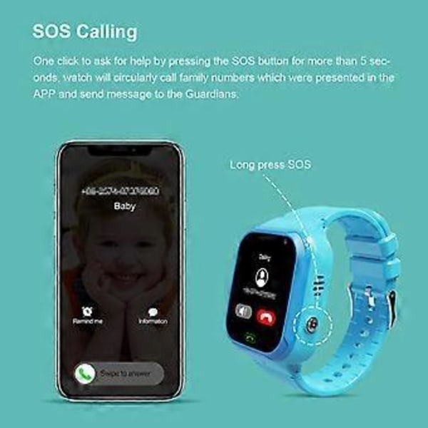 NY, 4g Smartwatch til Børn med Wifi, GPS, Skridttæller & Sikkerhedsbånd til Android og Ios Telefoner, Hurtig Forsendelse (Sort)
