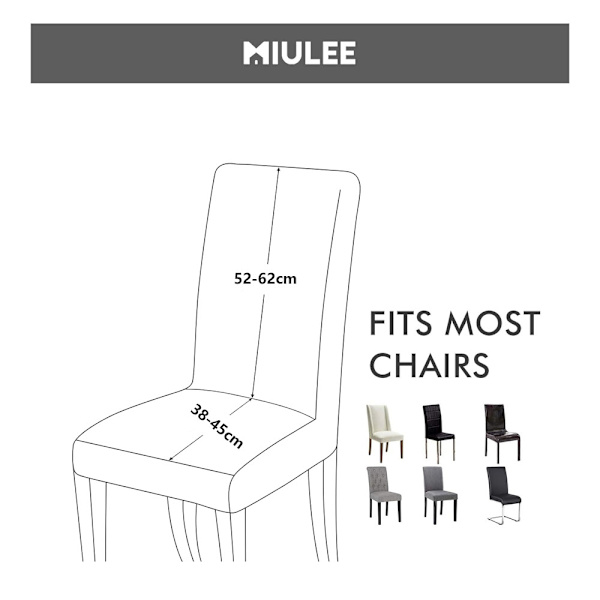6-osainen musta tuolinpäällinen istuimen suoja, sopii olohuoneeseen, toimistoon, juhliin ja sisustukseen