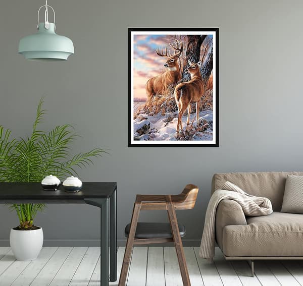 5D Diamantmålningssatser Sika Deer, DIY Diamantbroderi Måla