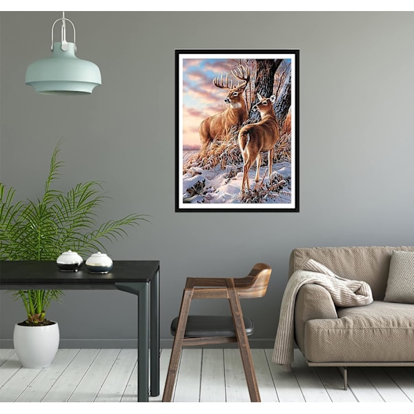 5D timanttimaalaussetti Sika Deer, DIY timanttikirjonta maalaus