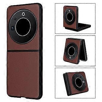 Til TECNO Phantom V Flip Carbon Fiber Tekstur Etui PU Læderbelagt PC Telefoncover
