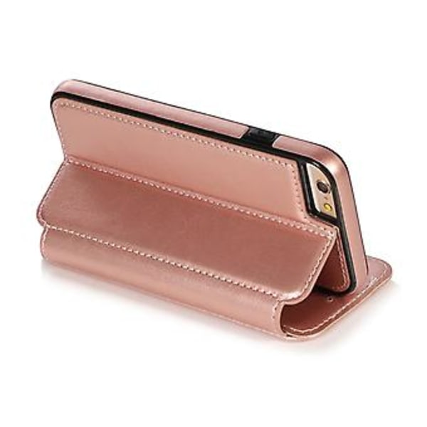 PU Læder Etui Folio Til Iphone 6p/6sp, Business Stil, Pengepung Funktion, Fald Beskyttelse, Stativ Funktion, Holdbar (Rosenguld)