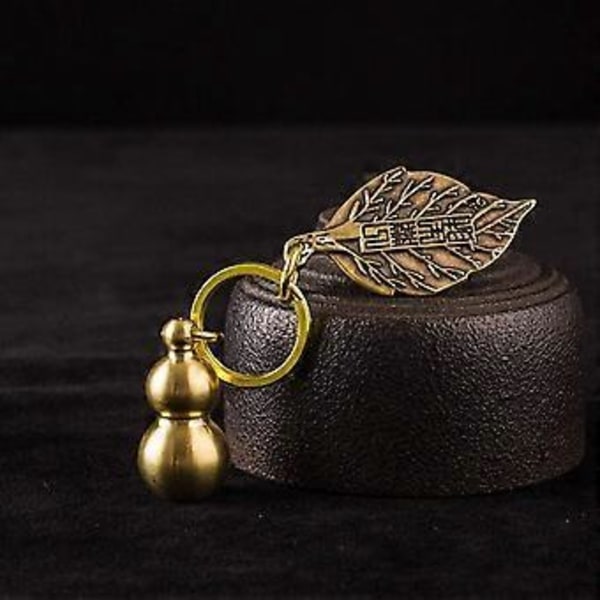 2 stk. Messing Hu Lu Lykkebringende Feng Shui Charms Rigdom Sundhed Græskar Bil Nøglering Dekoration
