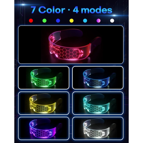 Led briller - lysende briller Cyberpunk Futuristic Neon Rave DJ Party Glas