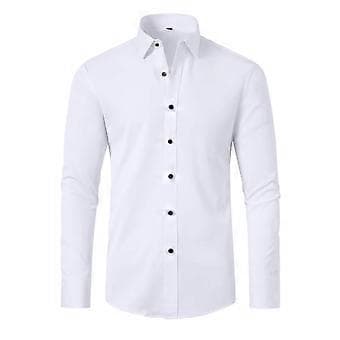 Langermede skjorter for menn, regular fit, button-down skjorter, rynkefrie skjorter (hvit)