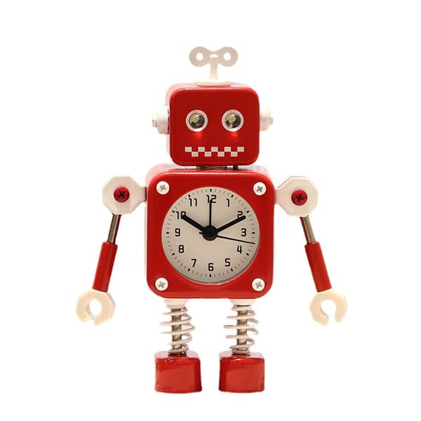 Robotväckarklocka, tyst väckarklocka med blinkande ögon och