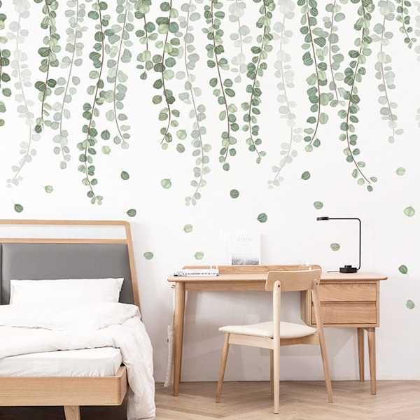 Eukalyptus Vinstokke Vægklistermærke, 55 x 100cm Grøn Plantevæg