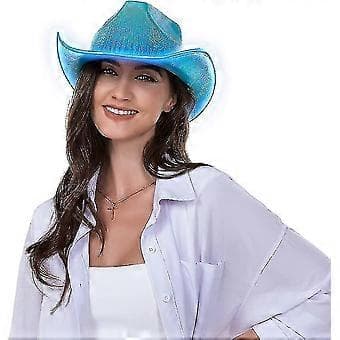 Lysende Space Cowboy Cowgirl Hatt (Blå)
