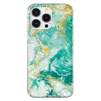 For iPhone 15 Pro Imd Shell Mønster TPU Telefonveske (Grønn Marmor)