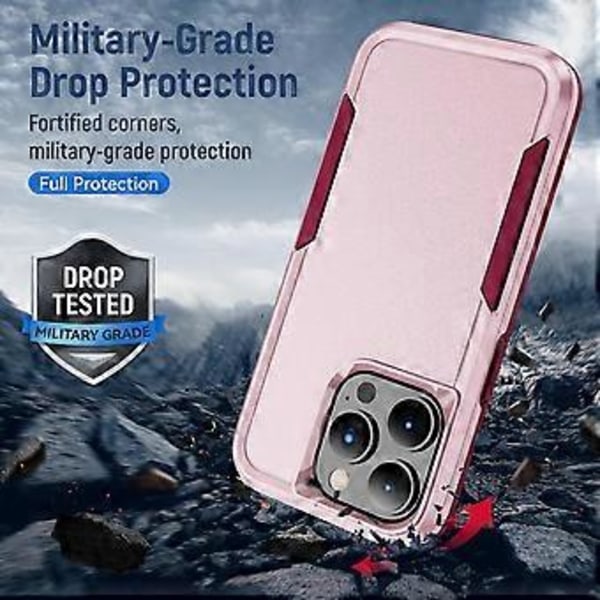 Skyddande mobilskal för iPhone 15 Pro, PC+TPU, stötsäkert, anti-fall, baksida (Stil H)