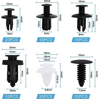 100 stk. Karosseriklips, Plastiknitter Fasteners GM Sorte Nylonklips Bumperklips Bil, Panelklips Dør Trim Fixer