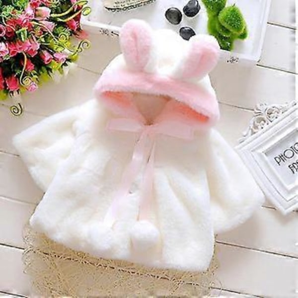 Baby Flicka Fuskpäls Fluffig Jacka Kappa Teddybjörn Fleece Jacka Varm Ytterkläder (100cm rosa)