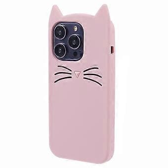Støtsikkert deksel til iPhone 13 Pro Max Mykt silikontelefondeksel 3D bart katt telefondeksel