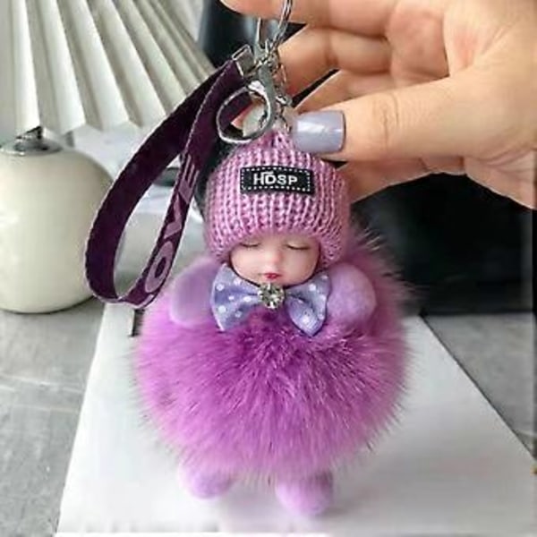 Sööt Nukkekirjanpidaja Nukkuva Sööt Karvainen Pallo Riippuva Muodikkaat Reppujen Koristeet Lapsille Teineille Aikuisten (Vaaleanpunainen)