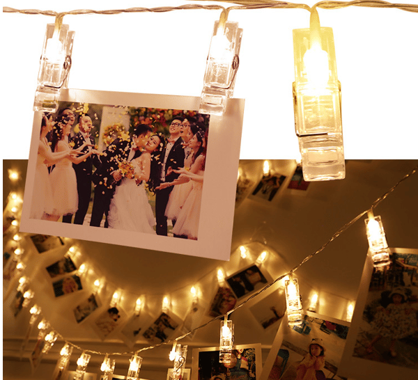 LED Fotoophængning String Lights（Varm Hvid）, Ingen Boring Pho