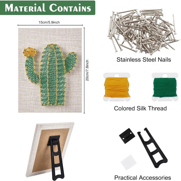 20cmx20cm DIY String Art Kit för nybörjare DIY Cactus Craft Kit för semester Unik gåva Cactus Nail P