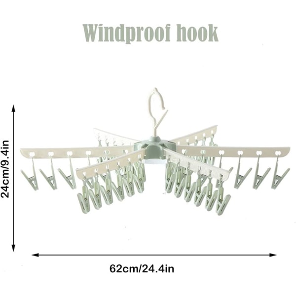 Plastik undertøjs tørrestativ med 36 klips, bærbar plastik tørrestativ