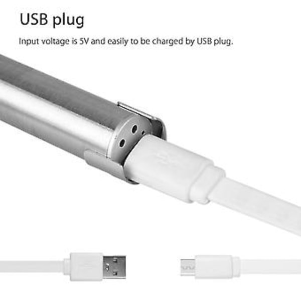 5\" LED USB Uppladdningsbar Mini Taktisk Ficklampa Rostfritt Stål Torch Pennlampa ( )