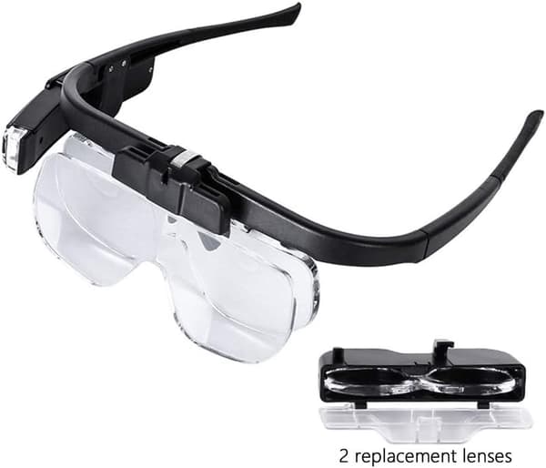 Leselupe LED Hodelupe Multi-Power Hodemontert Lupe Opplyst med Linse