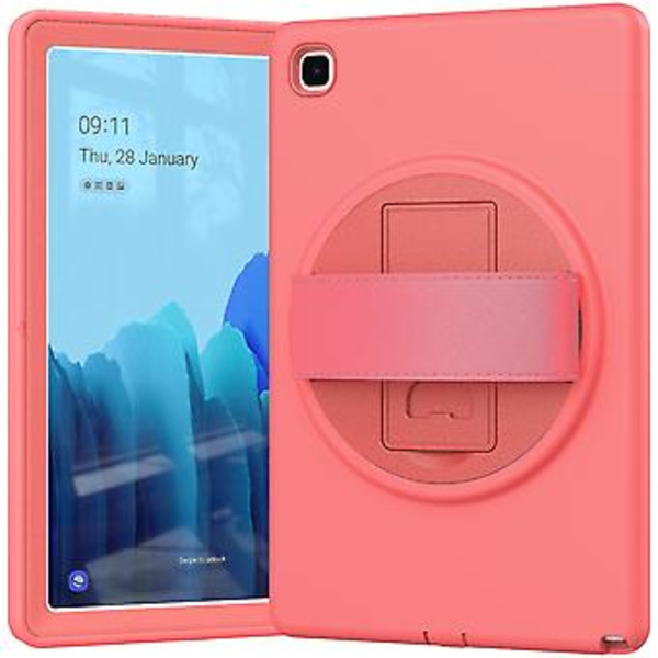 Coral Rød Etui til Samsung Tab A7 10,4 tommer T500 med Håndrem, Justerbar Stativ