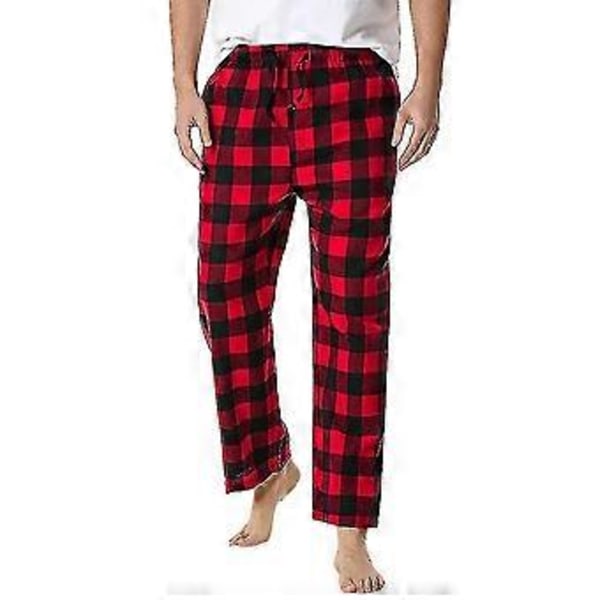 Rutiga bomulls pyjamasbyxor för män/YY(3XL Röd.Svart)
