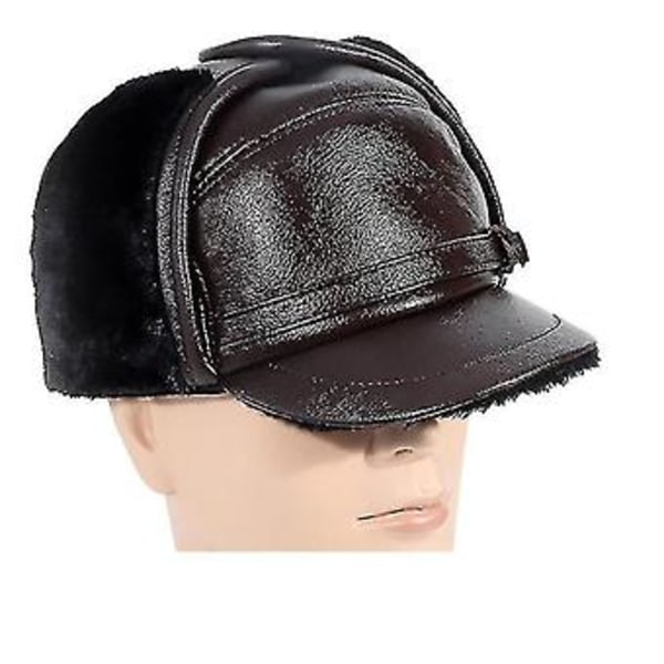 Mimigo Äkta Ko-Läderhatt - Vintervarm Utomhus Öron Skydd 100% Äkta Läderkeps För Vinter Varm Foder Present Till Make Man ( )