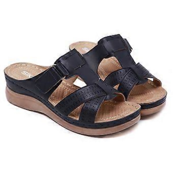 Kvinders Tykke Sål Stitch Sandaler Stor Størrelse Sommer Kile Tøfler (EU 41 Royal Blå)