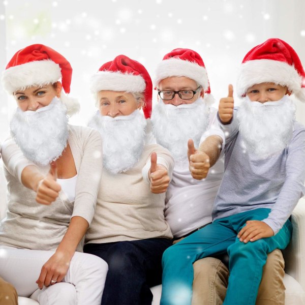 6 stycken Roliga tomteskägg White Fake Beard Santa Claus Beard Co