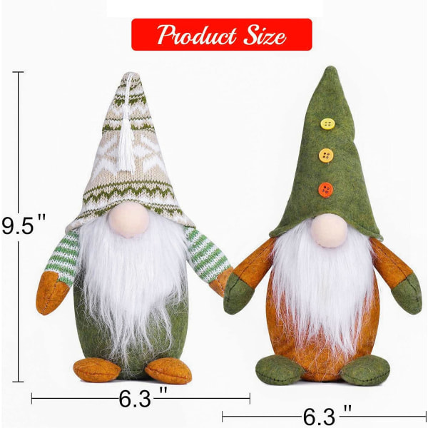 2 stk. Jule-nisser Dekoration, Svensk Nisse Plys Ornament Tomte S