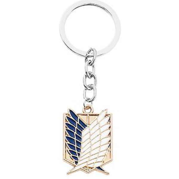 Angrep på Titan Anime Undersøkelseskorpset Nøkkelring Vinger av Frihet Henger Nøkkelring Shingeki No Kyojin Fans Gave (Gull Blå)