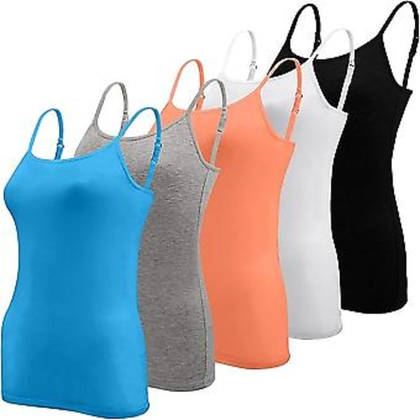 5 stk Basic Camisole Justerbar Camisole Spaghettistropp Tanktopp for Kvinner og Jenter (stor