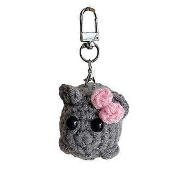 Herkkä virkattu hamsteriavainketju eläinriipus pehmeä avaimenperä tyylikäs puhelintarvike päivittäiseen käyttöön ja matkustamiseen (rusetti hamsteri B)
