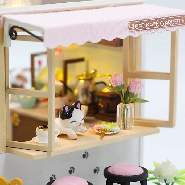 Miniatyrdockhus med möbler, DIY-dockhus i trä, dammskyddat, 1:24 kreativt rum