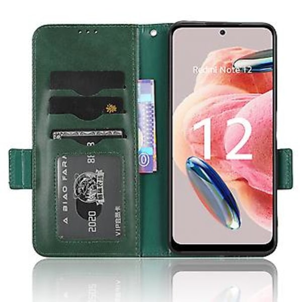 Læder Telefon Case til Xiaomi Redmi Note 12 4G Global (Grøn)