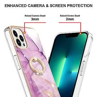 Elektropläterad Marmor IMD TPU-fodral för iPhone 15 Pro Max (Lila)