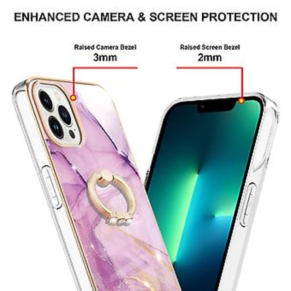 Sähköpinnoitettu Marmori IMD TPU-kotelo iPhone 15 Pro Maxille (Violetti)
