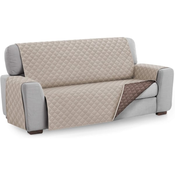 Beige sofföverdragsskydd, storlek 2-sits. Vändbar quiltad C