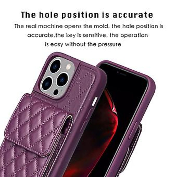 Vertikalt Plånboksfodral i PU-läder för iPhone 15 Pro Max (Mörk Lila)