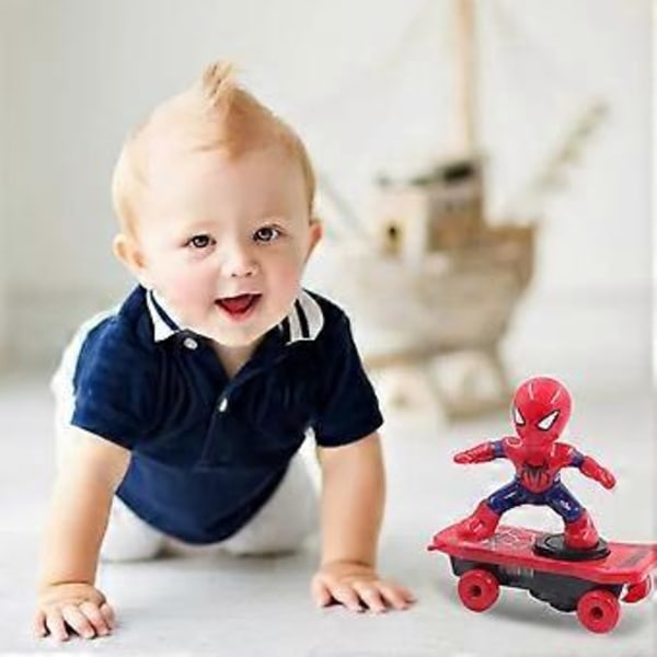 Bump & Go Musikkleketøy Elektrisk Dansende Skateboard Spiderman med Musikk og Lys
