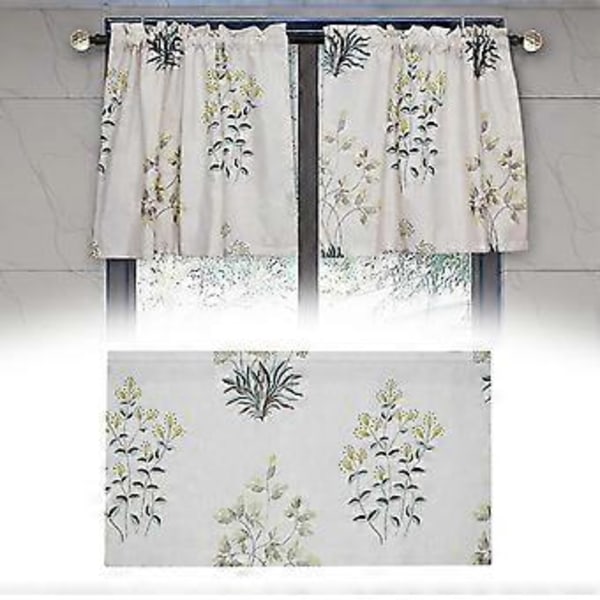 Blomstrete Botanisk Termisk Isolert Vindusgardinkappe med Stanglomme (150x45cm)
