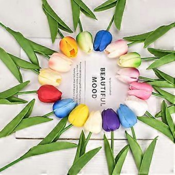 10 stk. tulipan simulering blomst bryllup hjem hotell dekorasjon falsk blomst simulering plante (rød)