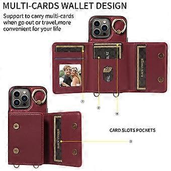007 Til iPhone 13 Pro Etui Læder+TPU Telefoncover med Ringholder Kortpladser (Stil B)