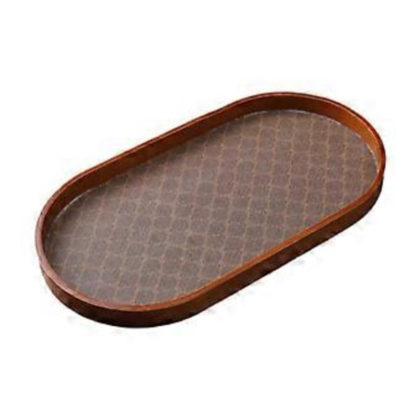 Träserveringsbricka Fruktbricka Snacksbricka Kopp- och Muggställ Cateringbricka Tebrikfrukostbricka för Vardagsrum (Oval)