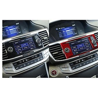 Röd Kolfiber Central Konsol Panel Cover Trim för Accord 2013-2017 Typ C