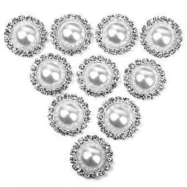 10 stk. edelstensperler, halv perle, rhinestone-knapper, hårbånddekorasjon, flatback-perler, knapper