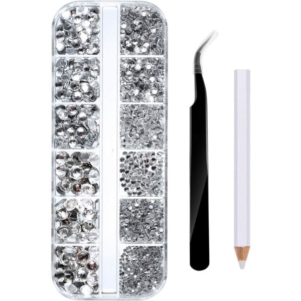 2000 stykker med Rhinestone flat glass runde krystall edelstener er